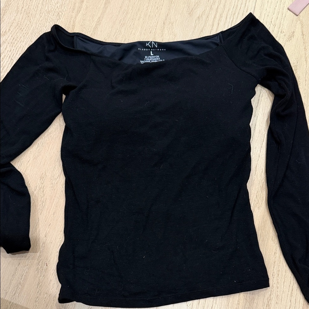 Klassy Network Black Long Sleeve Off-Shoulder Top